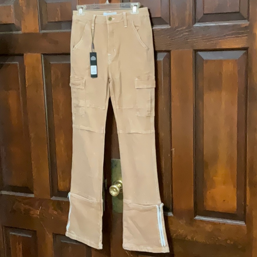 NWT Fashion Nova Tan Stretch Cargo Jeans